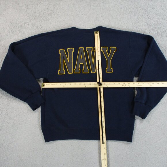 United States Navy Sweater Mens Small Blue Yellow Sweatshirt Made in USA - Picture 9 of 13